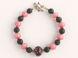 Armband in rosa und schwarz, mit Lava