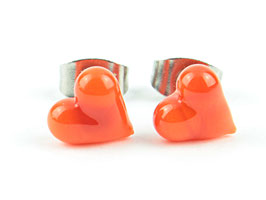 Ohrstecker Herzchen Orange