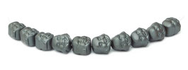 Hämatit Buddha-Kopf ca. 8x8x7 mm mattierte Buddha-Perlen - Set (10 Stück)