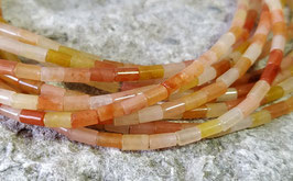 Chalcedon Mix gelb-rot-orange kleine Röhrchen 5x3 mm - Strang