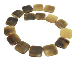 Graues Horn Perlen große flache Quadrate ca. 25 mm - Strang