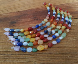 Natürliche Edelsteine - Regenbogen- /Chakra-Perlen kleine rundlich-ovale Nuggets ca. 6-8mm - 16-17cm-Strang