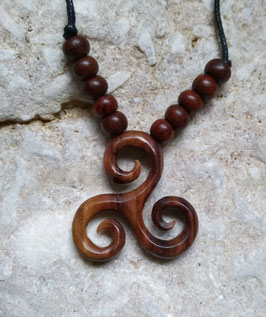 Triskele (zweifarbig) - Anhänger "Spirale des Lebens" Halskette aus Holz keltischer Schmuck