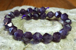 Chevron Amethyst 8 mm Kugeln mit großen Facetten - 20cm-Strang