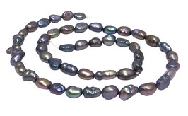 Süßwasserperlen dunkelblau - violett Nuggets ca. 6-8 mm Perlen Strang