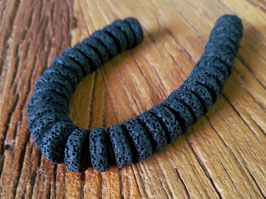 Lava schwarze Räder / Heishi Perlen 15,5 x 6 mm - 20cm-Strang