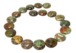 Grüner Opal gewölbte Münzen ca. 20 mm - Perlen Strang