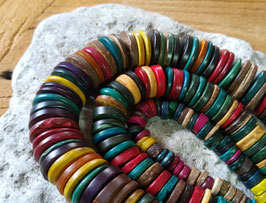Kokosnuss bunte Scheiben ca. 15 x 2-5 mm Heishi-Perlen - Strang