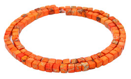 Impressionen Jaspis orangefarbene Würfel ca. 4 mm - Strang