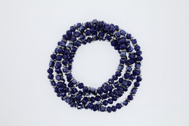 Blaue Glasperlen und silberfarbene Hämatite 4010001