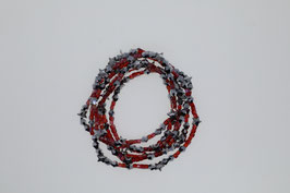 Rote und silberne Glasprelen, Hämatitsterne 4080005