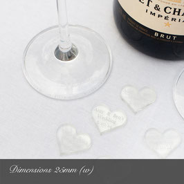 Personalised Clear Acrylic Hearts 25mm Wide