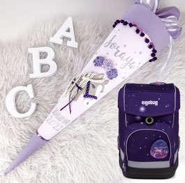 Schultüte Pferd Pferdekopf 3D-Mähne flieder/blass-rosé  „Soraya“