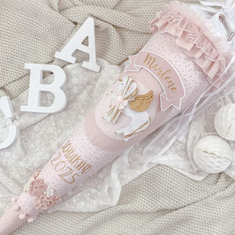 Schultüte Einhorn Pegasus 3D-Flügel rosé/weiß/gold