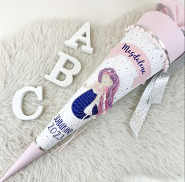 Schultüte MEERJUNGFRAU rosa/weiß/blau "Magdalena"