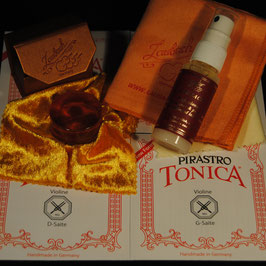 Pirastro -Tonica Violastrings SET  EU + Laubach Gold Rosin + Laubach Cleaning and Polishing Cloth + Laubach Varnish Cleaner & Polish Spray