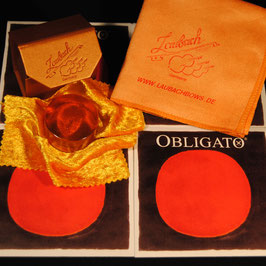 Obligato EU Violinstrings SET Pirastro  + Laubach Gold Rosin for Violin + Laubach Cleaning and Polishing Cloth