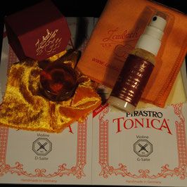 Pirastro - Tonica Violastrings SET  EU + Laubach Rosin  + Laubach Varnish Cleaner & Polish Spray