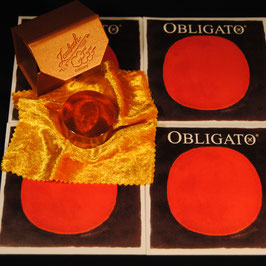 Струны для скрипки купить Obligato  Pirastro + Канифоль Laubach Gold  для скрипки и альта купить