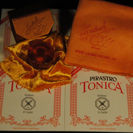 Pirastro - Tonica Violastrings SET + Laubach Gold Rosin + Laubach Cleaning and Polishing Cloth