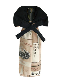 Flaschen-Tasche aus Wein-Etiketten Stoff
