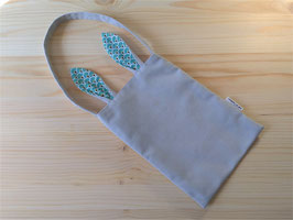 Sac lapin, imprimé palmiers bleu clair