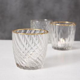 Windlicht Adore mit Goldrand 3tlg. Set