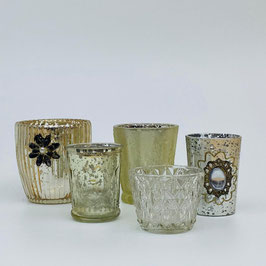 Teelicht/Windlicht/Vase,Vintage 5tlg. Set