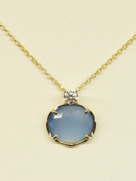 Fio prata com zircónia branca e zircónia oval azul 4.12 - JPS