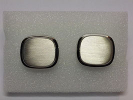 Botão de Punho Rectangular Arredondado  e Escovado