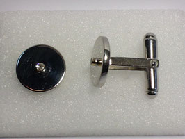 Botão de Punho Prata Ouro e Diamante