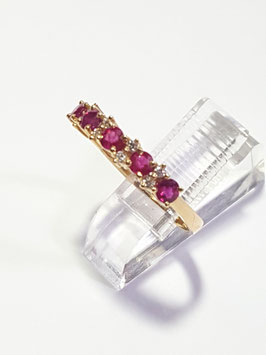 Anel ouro amarelo rubis redondos e diamantes - CA/OANE800116223