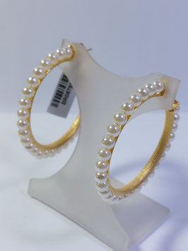 Argolas prata dourada com pérolas 40 - AS/PS