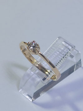 Anel ouro amarelo e diamante - solitário 0,17Cts - MFS