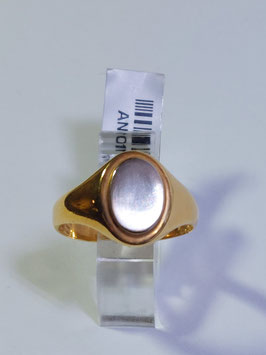 Anel ouro amarelo de sinete com cabeça branca 12 - MM