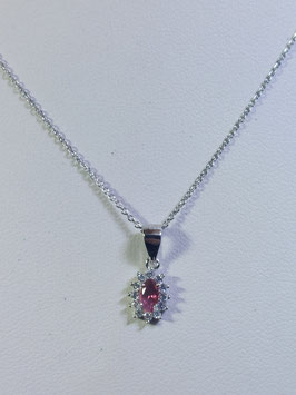 Fio prata com pendente zircónias 8 - vermelho - DB