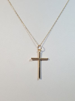 Fio ouro cadeado fino com cruz de fio redondo 16.11.1,7 - MM