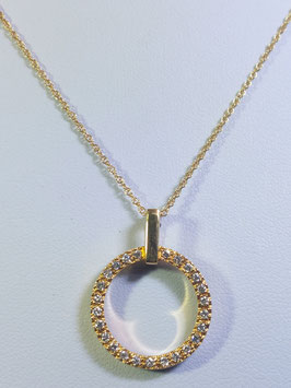 Fio ouro branco com pendente circulo dos sonhos com diamantes - CA