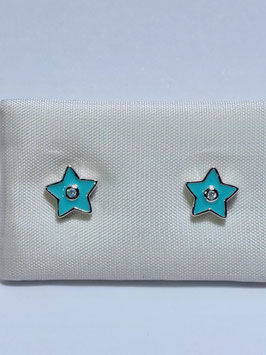 Brincos prata estrela esmalte azul e zircónia - AUR