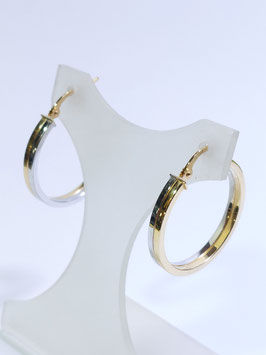 Argolas ouro branco e amarelo fio retangular 24.3 - MM
