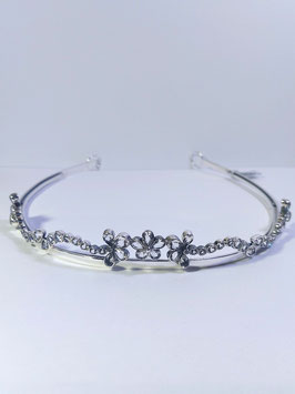 Tiara em prata minas novas com flores - FM