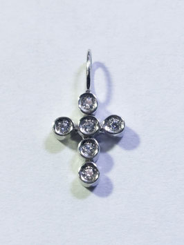 Cruz ouro branco com zircónias em encaixe redondo - ON/61471B
