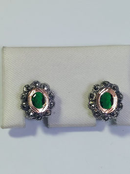 Brincos prata e ouro, marcassitas e zircónia verde 12- JPS