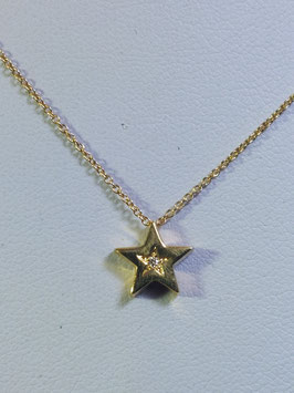 Fio ouro amarelo com estrela e diamante ao centro 0,01- ON/92502D