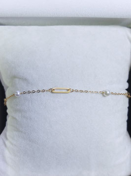 Pulseira Ouro Amarelo Elos Ovais e Pérolas de Cultura 185.3.9 - JPS