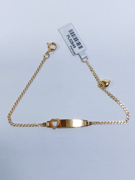 Pulseira de criança em ouro com chapa malha Love coração - 155.1,5 - MM