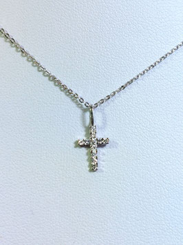Fio ouro branco com cruz de diamantes em garras 10.7 - ON+MM