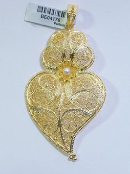 Coração de Viana de filigrana em prata dourada com pérola 55.65 - AN