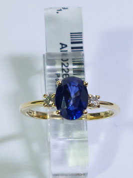 Anel ouro amarelo, safira e diamantes de lado 8.6 - JM/AN1035
