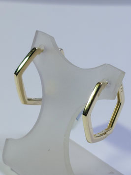 Argolas prata dourada hexagonais 18.1,5 - JCC